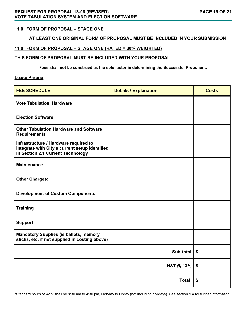 RFP13-06 Form of Proposal