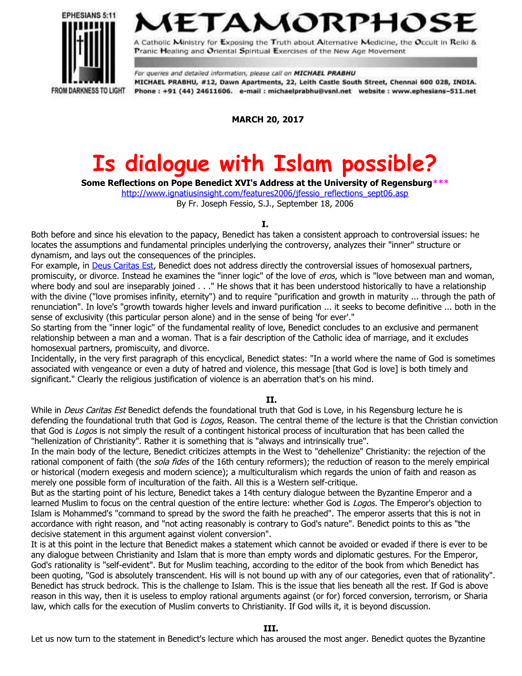 Is Dialogue with Islam Possible?