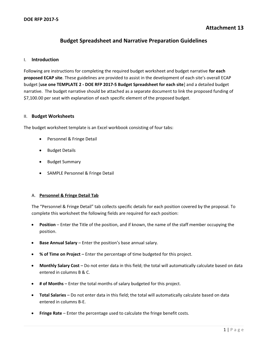 Budget Spreadsheet and Narrative Preparation Guidelines