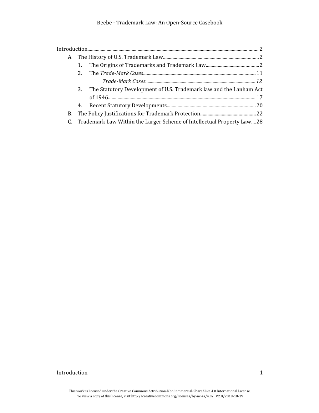 Beebe - Trademark Law: an Open-Source Casebook