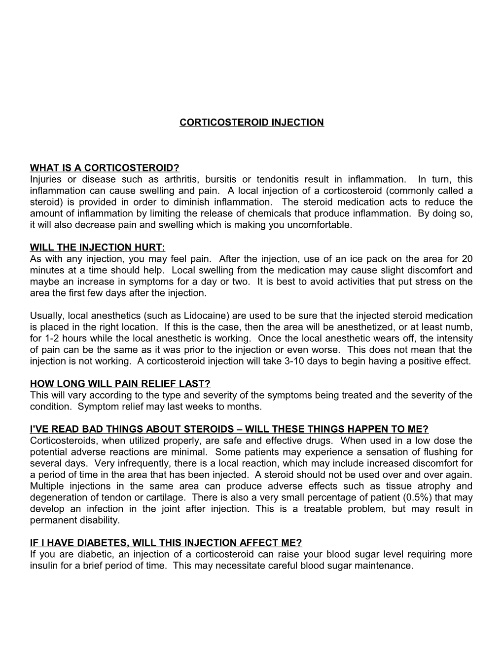 Corticosteroid Injection