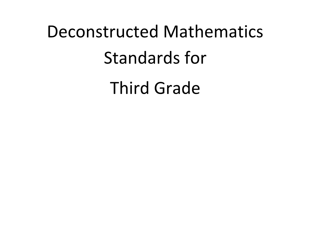 Deconstructed Mathematics Standards For