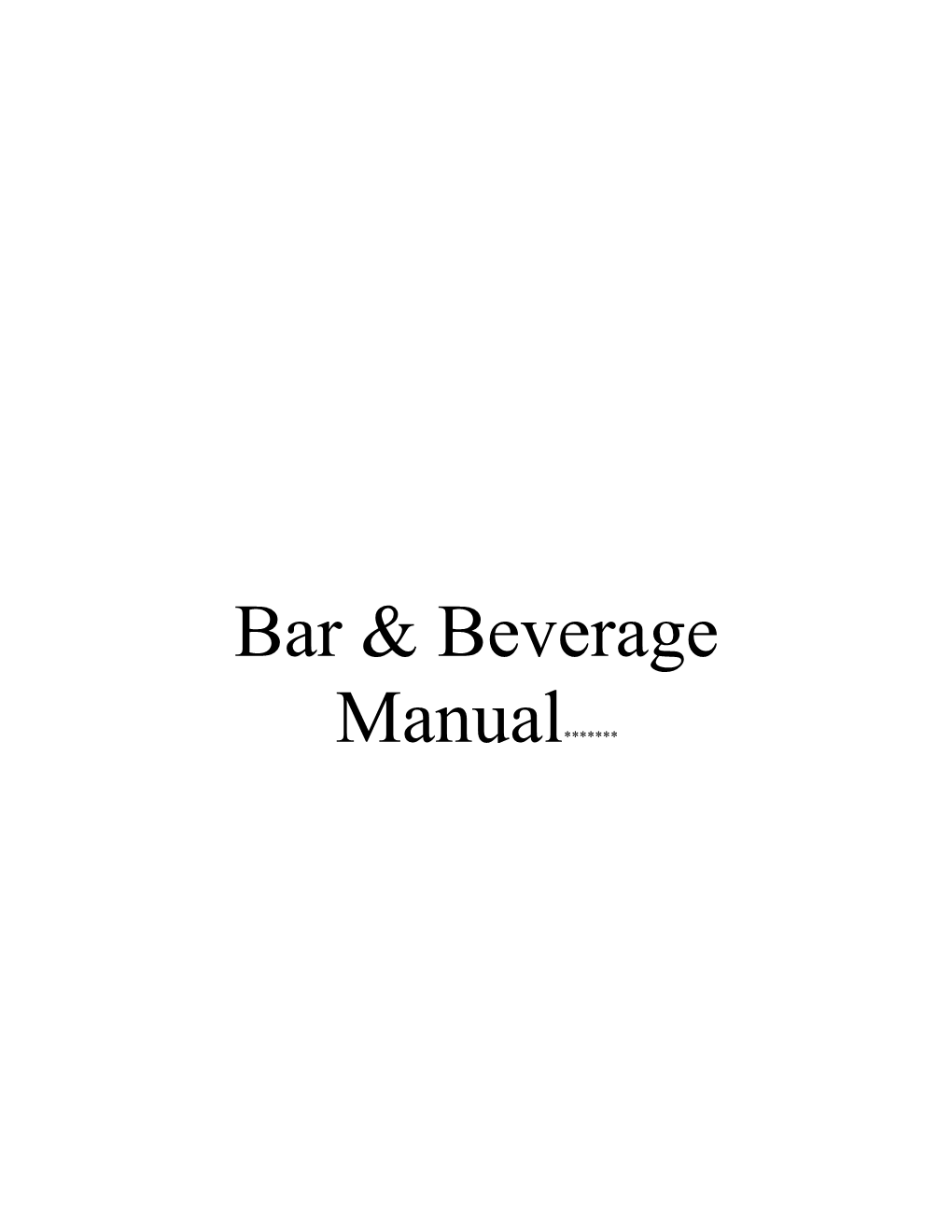 Bar Manual Content