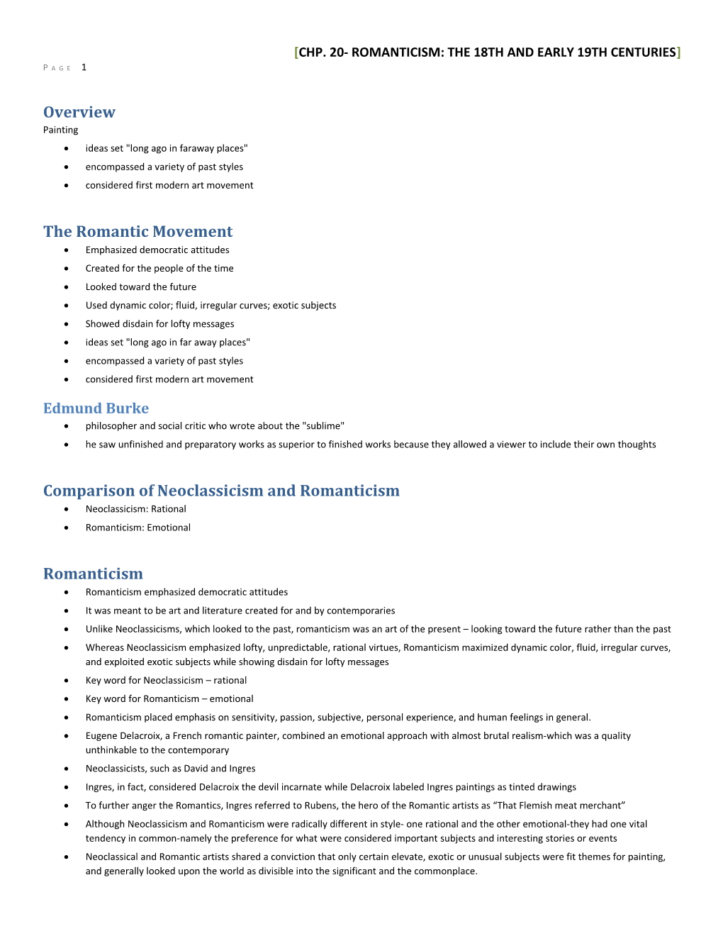 CHP. 20- Romanticism: the 18Th and Early 19Th Centuries