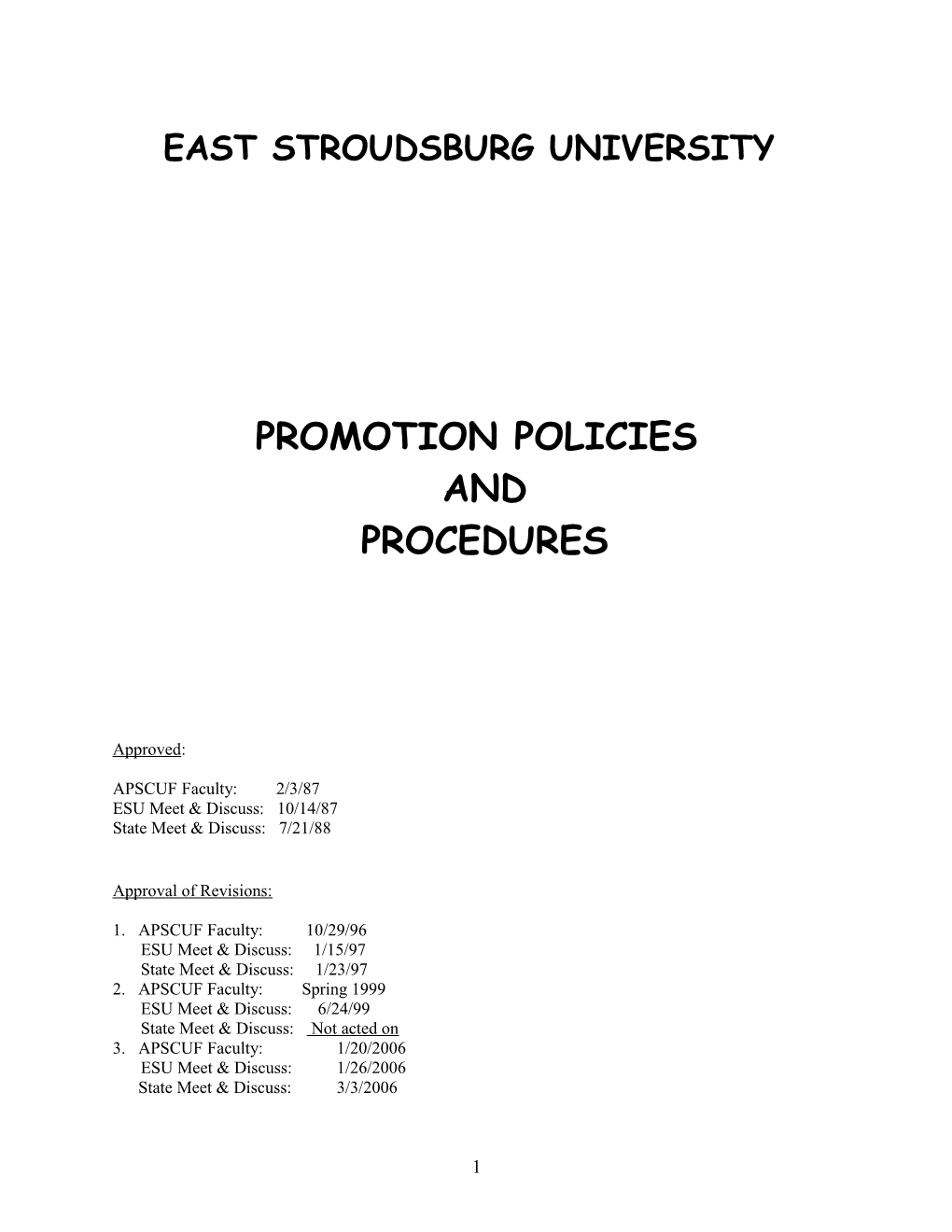 Promotion Policies and Procedures