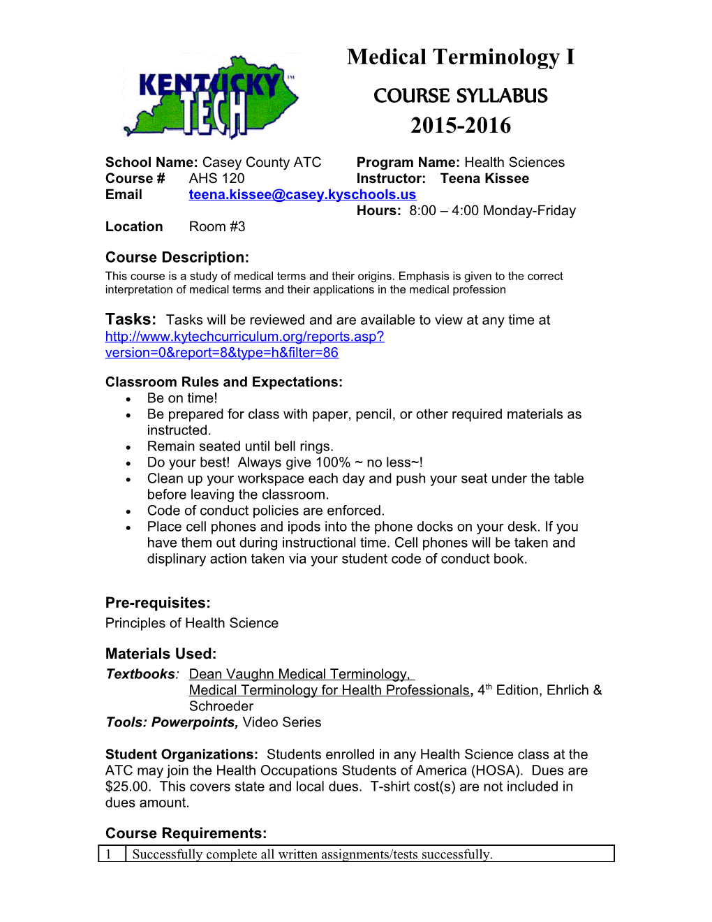 Electrical Motor Controls I EET-270/271 Syllabus