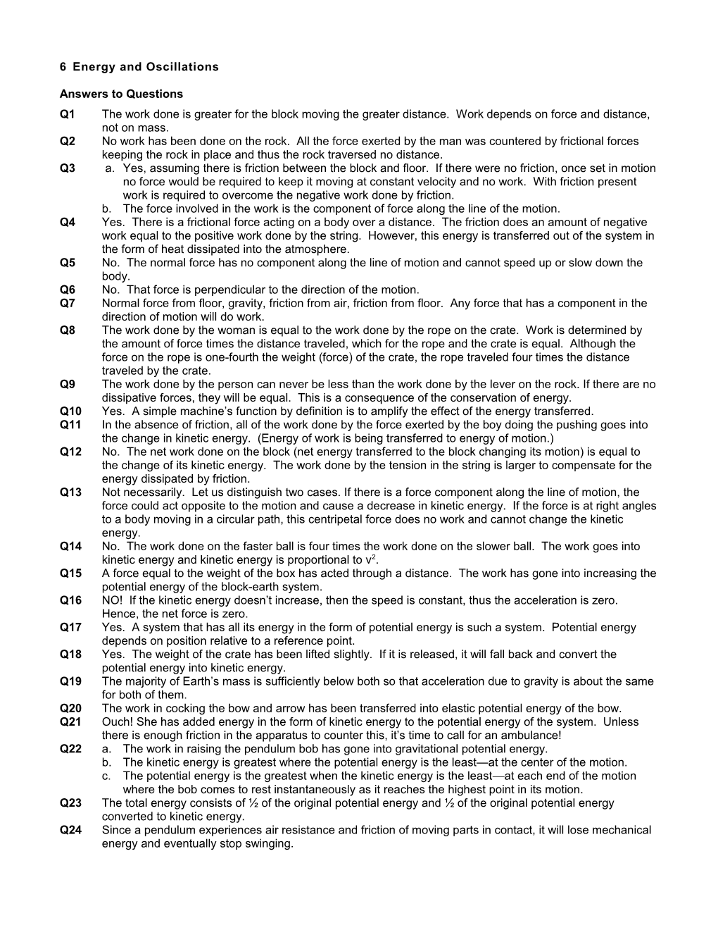 6 Energy and Oscillations