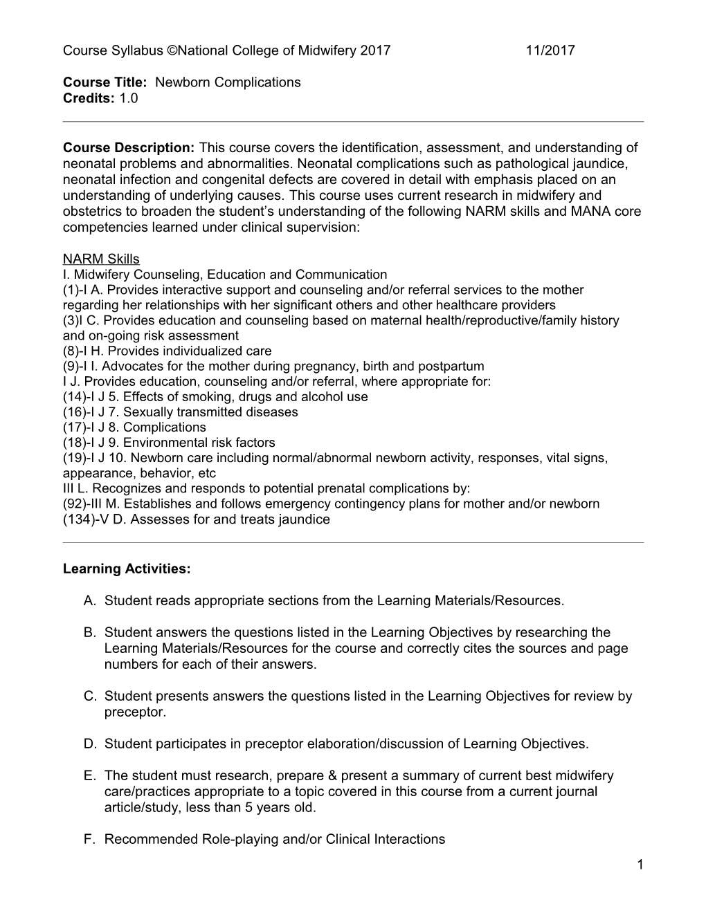 Course Title: Newborn Complications