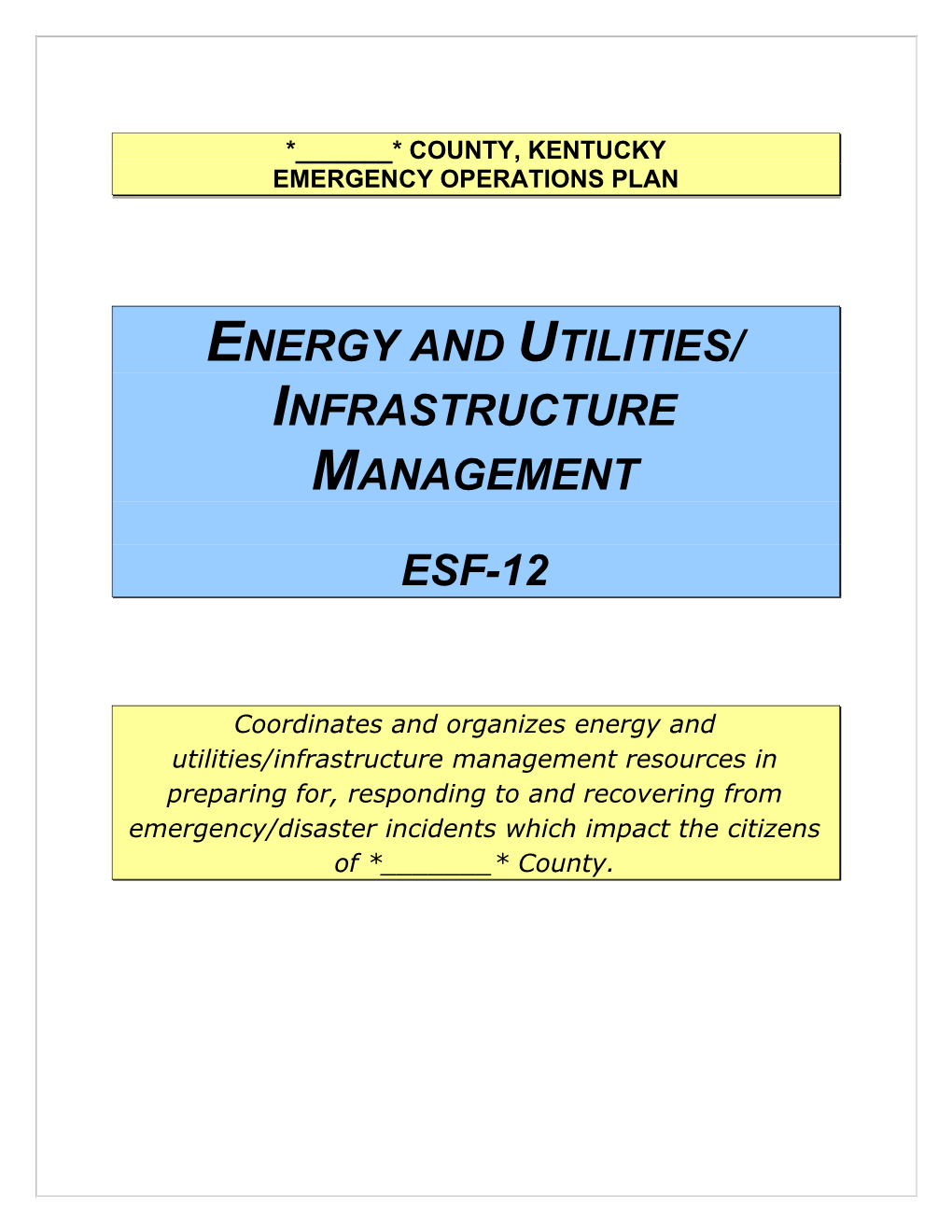 ESF 12 Energy and Utilities