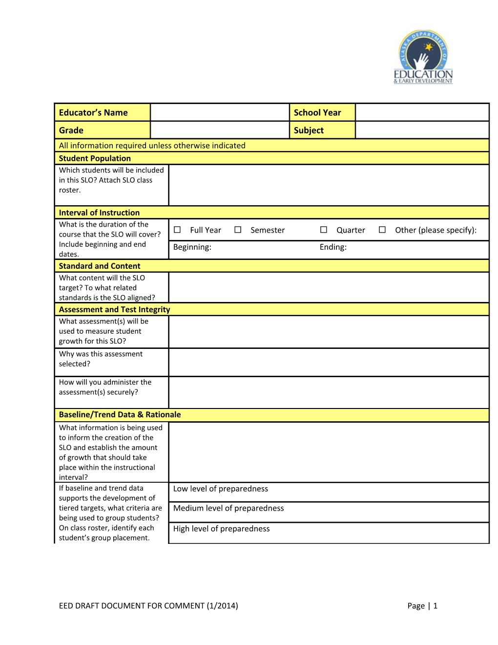 EED DRAFT DOCUMENT for COMMENT (1/2014) Page 1