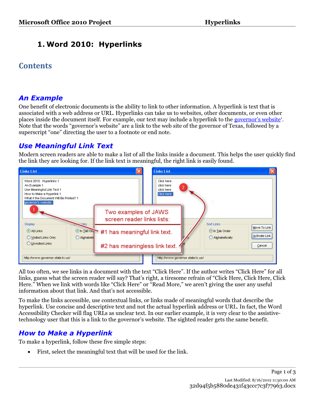 Microsoft Office 2010 Projecthyperlinks