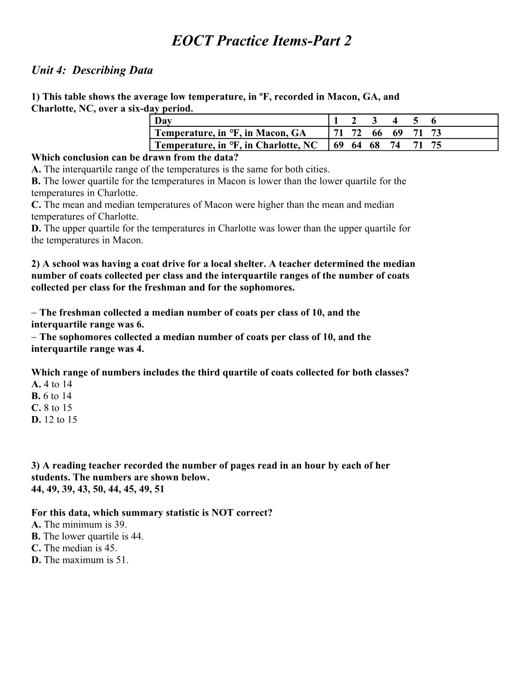 EOCT Practice Items-Part 2