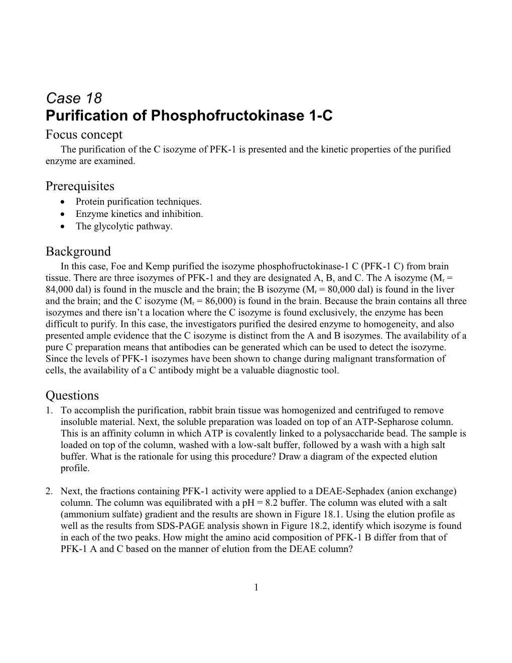 Purification of Phosphofructokinase 1-C