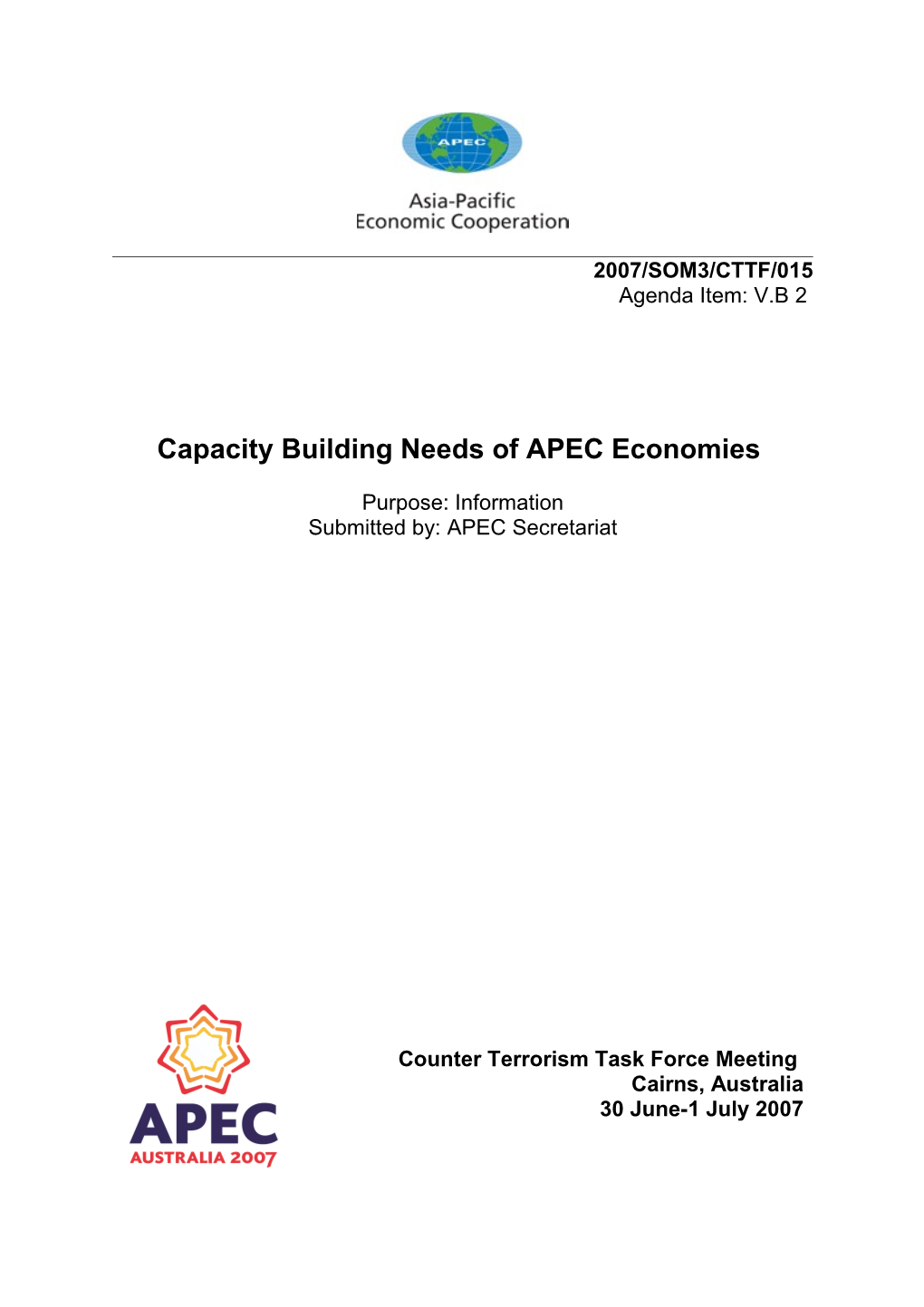 Capacitybuilding Needs of APEC Economies