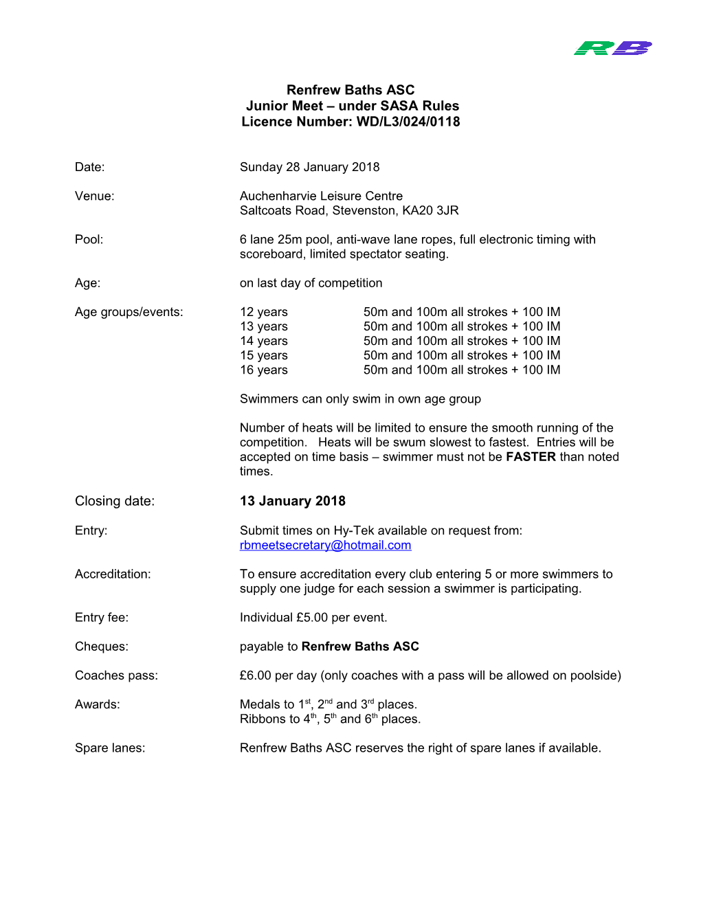 North Graded Meet Under S a S a Rules