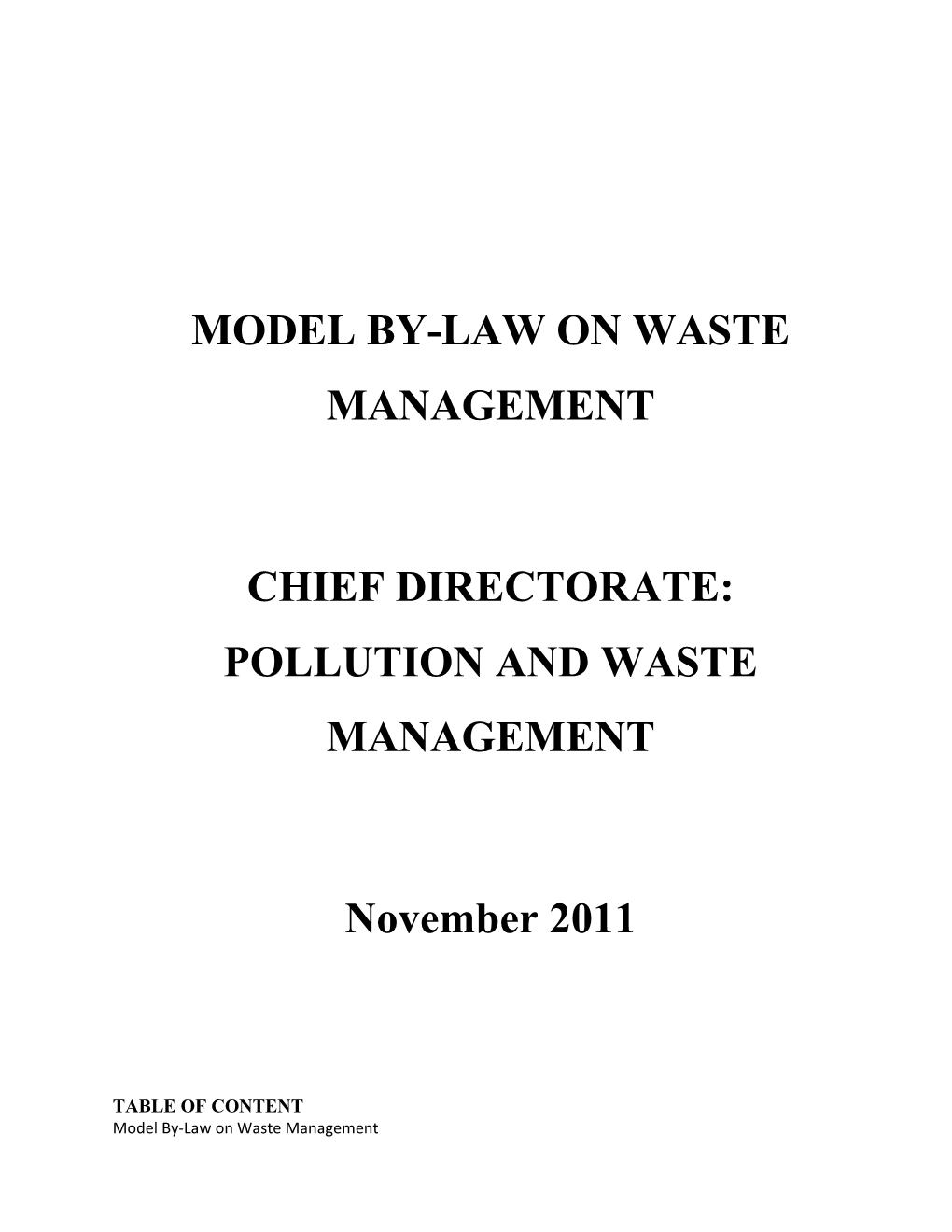 Model By-Law on Waste Management