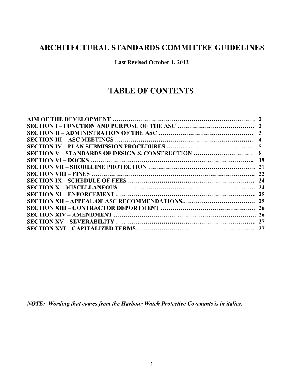 Architectural Standards Committee Guidelines