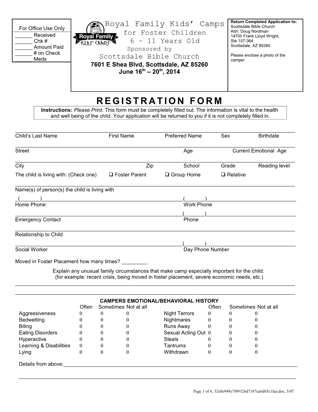 Royal Family Kids Application