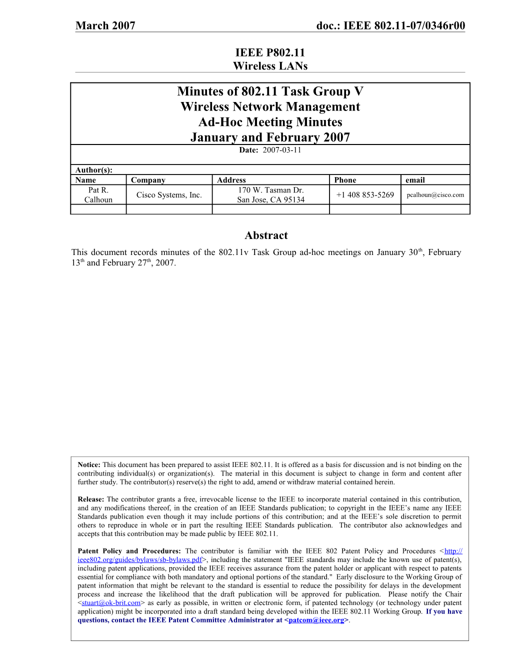 Submissionpage 1Pat R. Calhoun, Cisco Systems, Inc