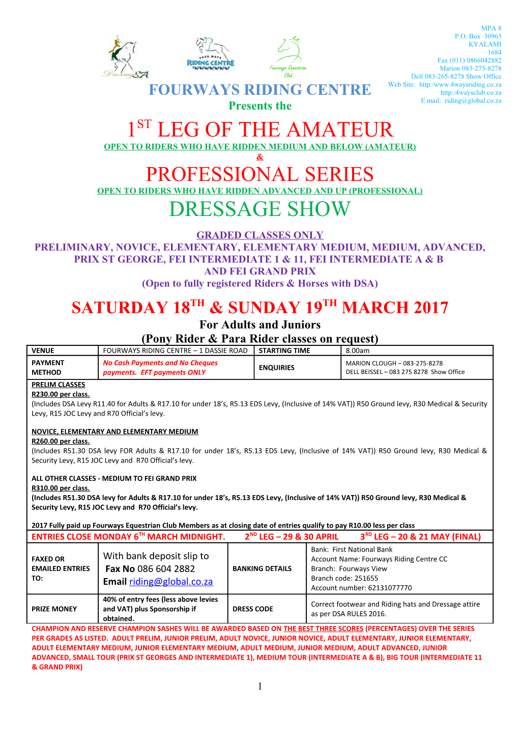 Open to Riders Who Have Ridden Mediumand Below (Amateur)