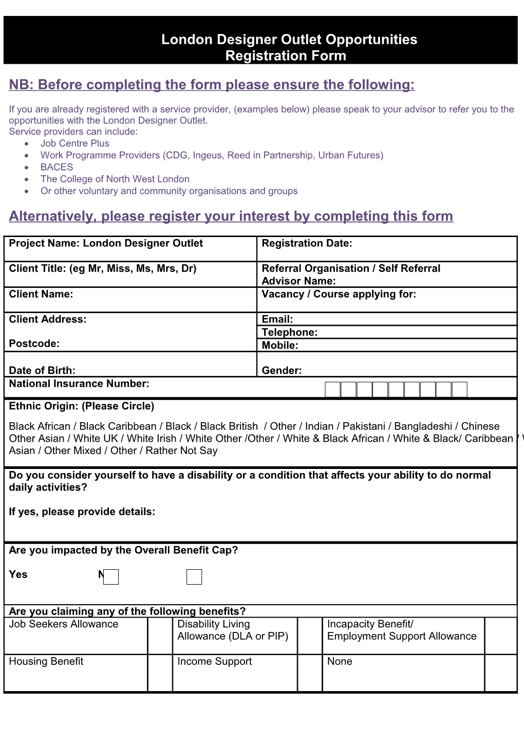 Brent in 2 Work Client Registration Form
