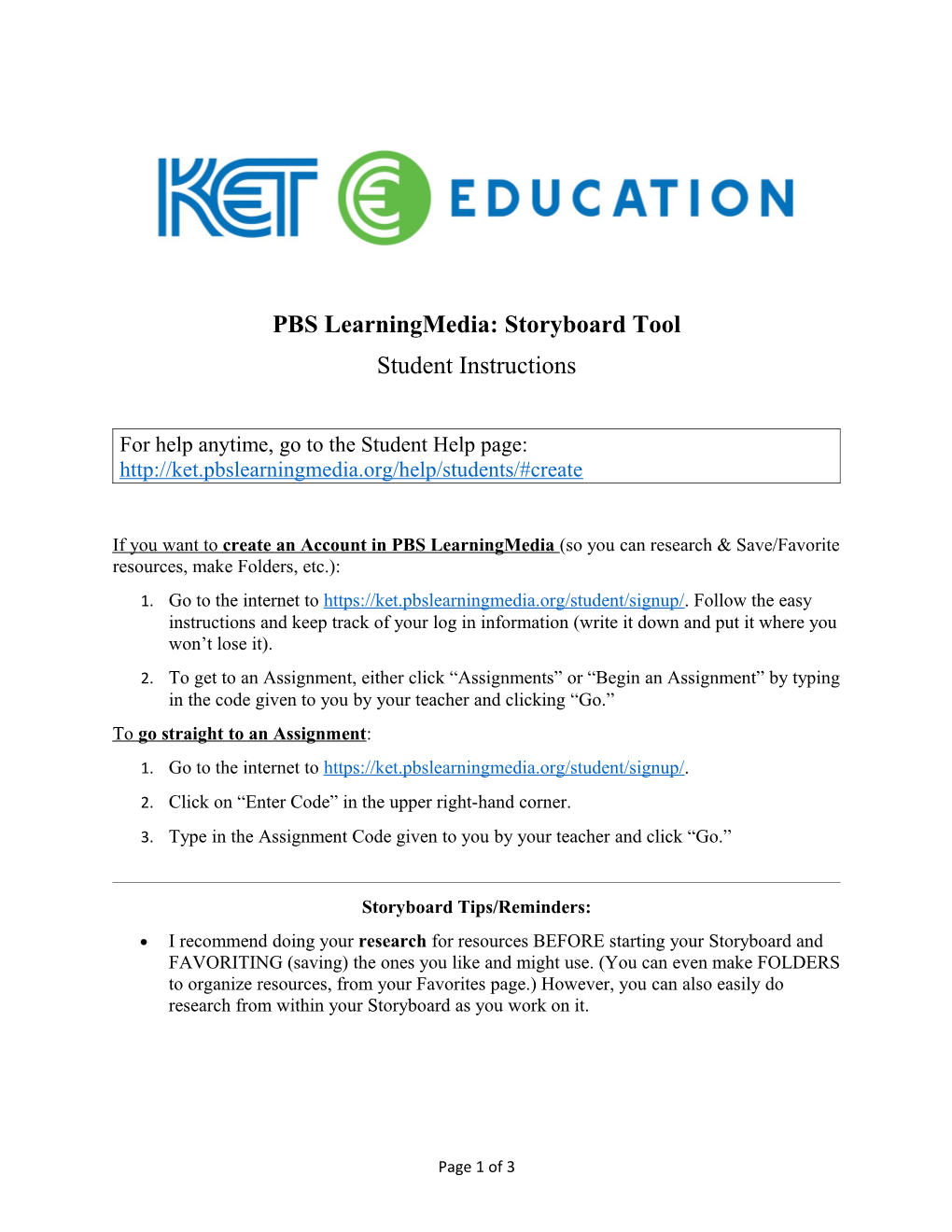 PBS Learningmedia: Storyboard Tool