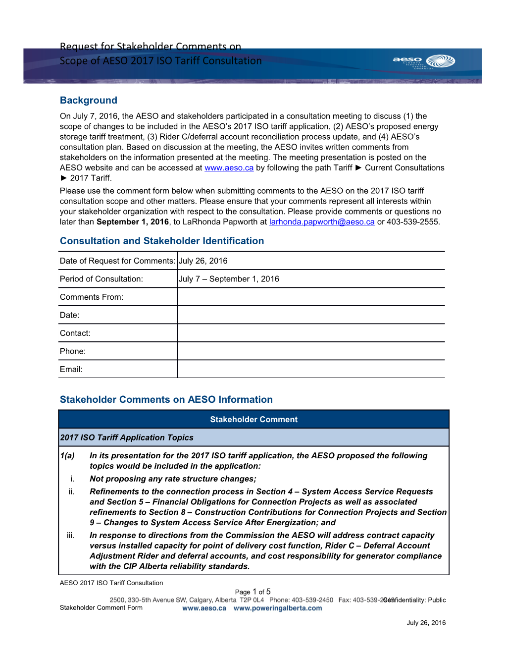 Consultation and Stakeholder Identification