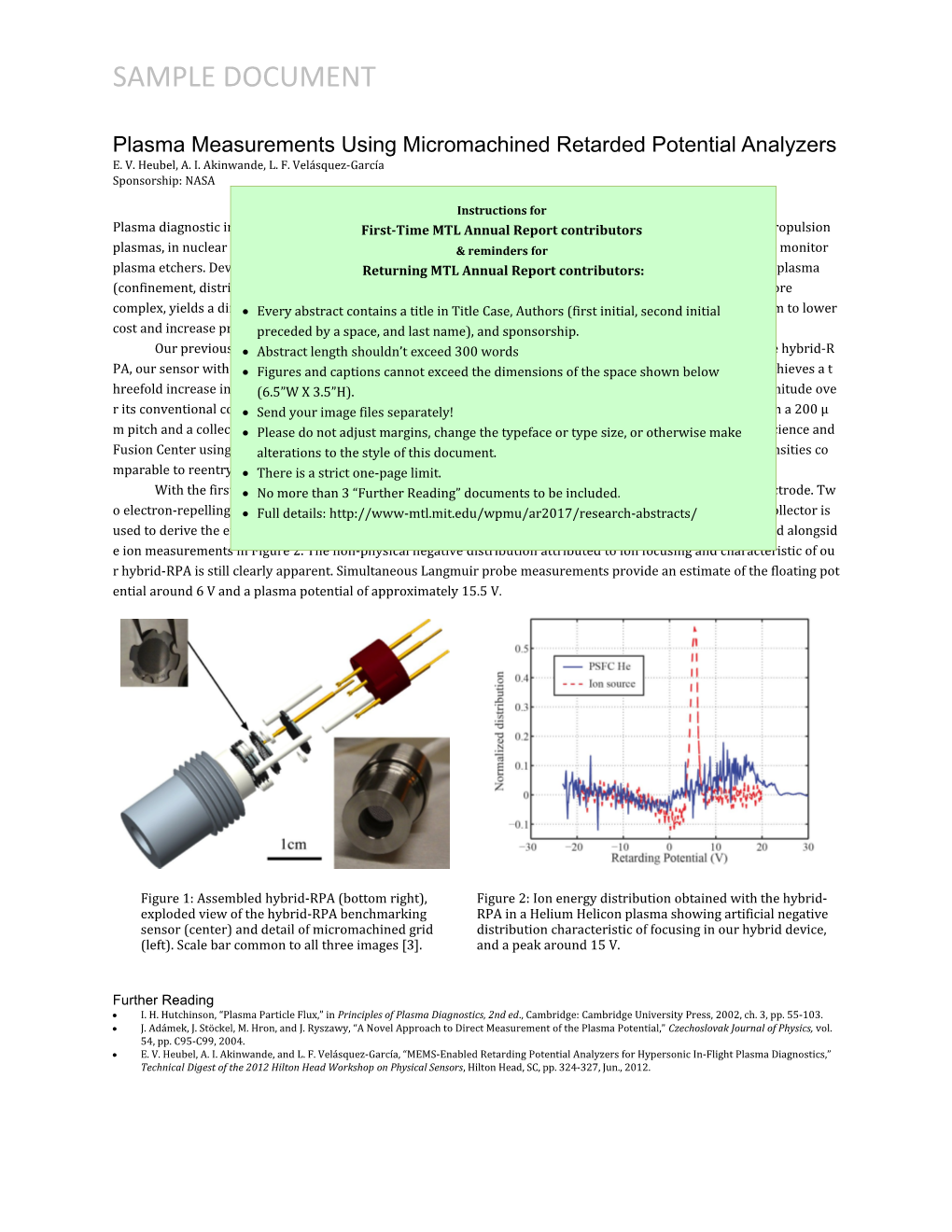 Plasma Measurements Using Micromachined Retarded Potential Analyzers