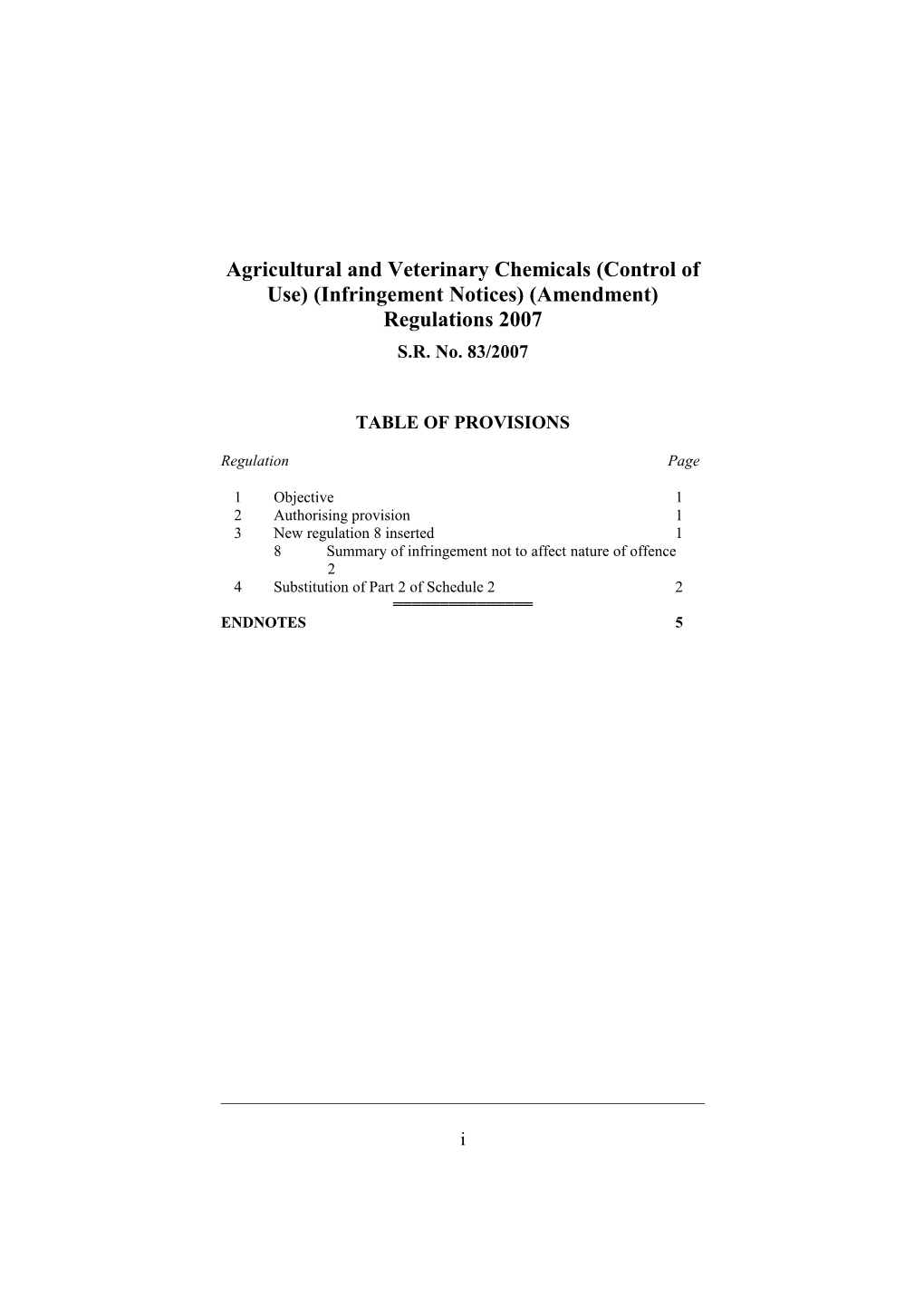 Agricultural and Veterinary Chemicals (Control of Use) (Infringement Notices) (Amendment)