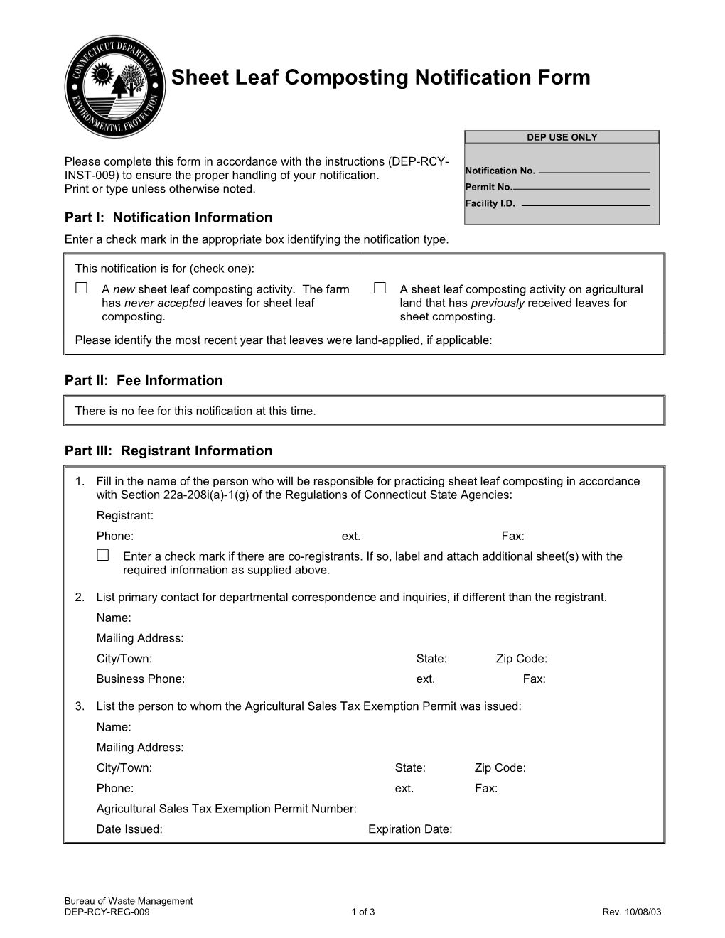 Sheet Leaf Composting Notification Form