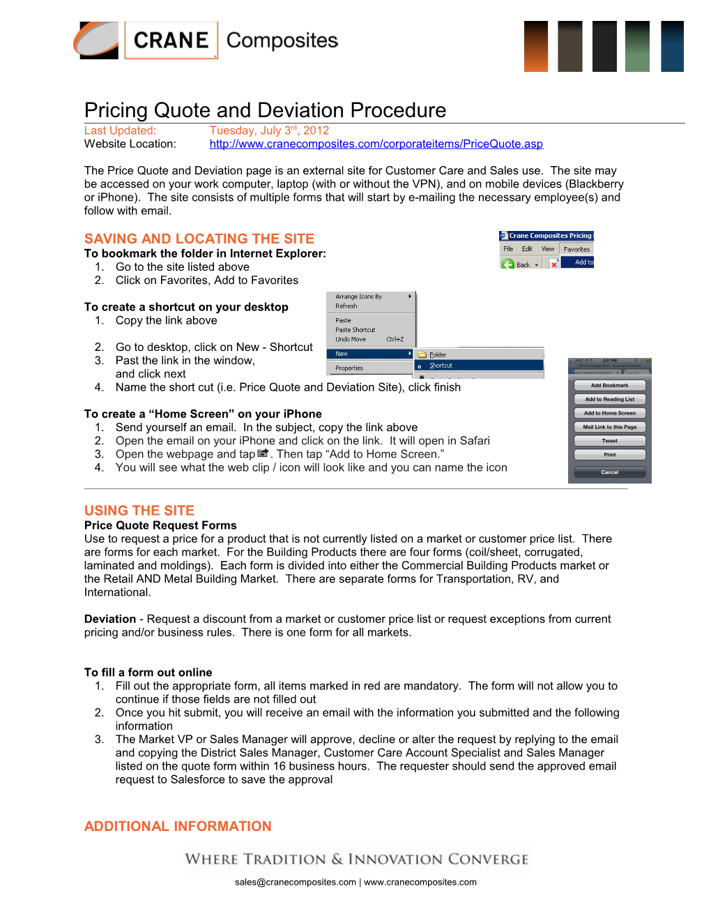 Pricing Quote and Deviation Procedure