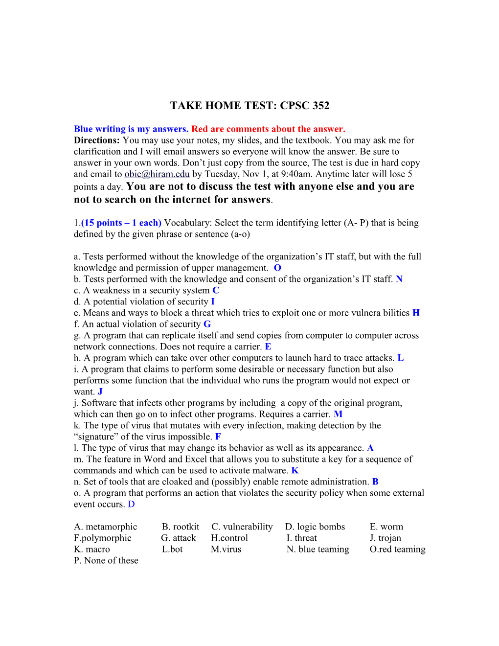 Take Home Test: Cpsc 352