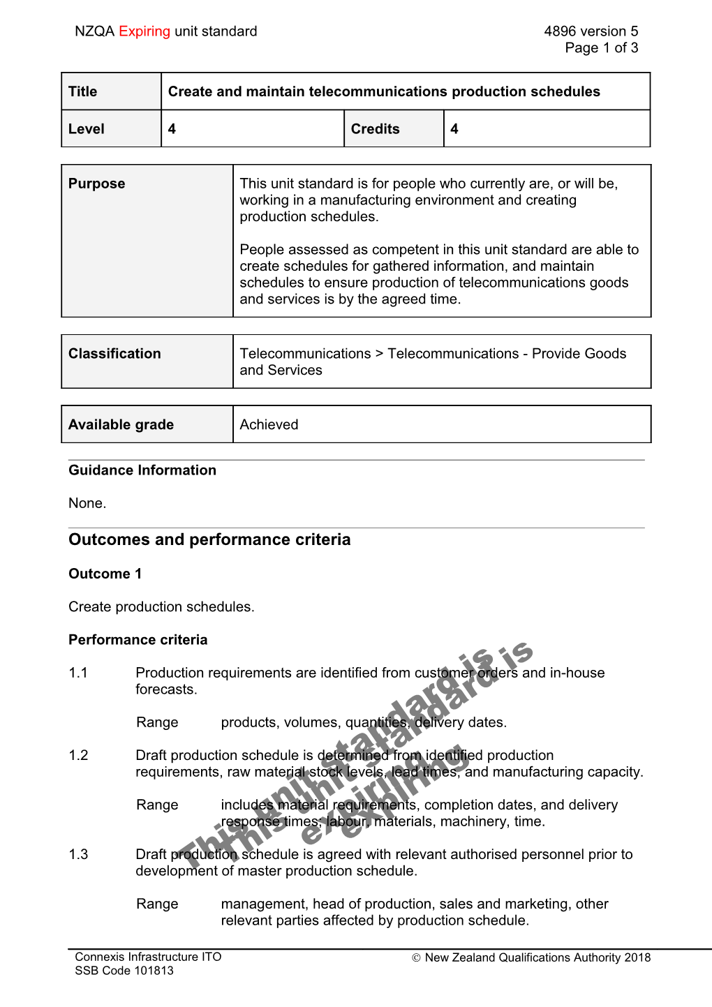 4896 Create and Maintain Telecommunications Production Schedules