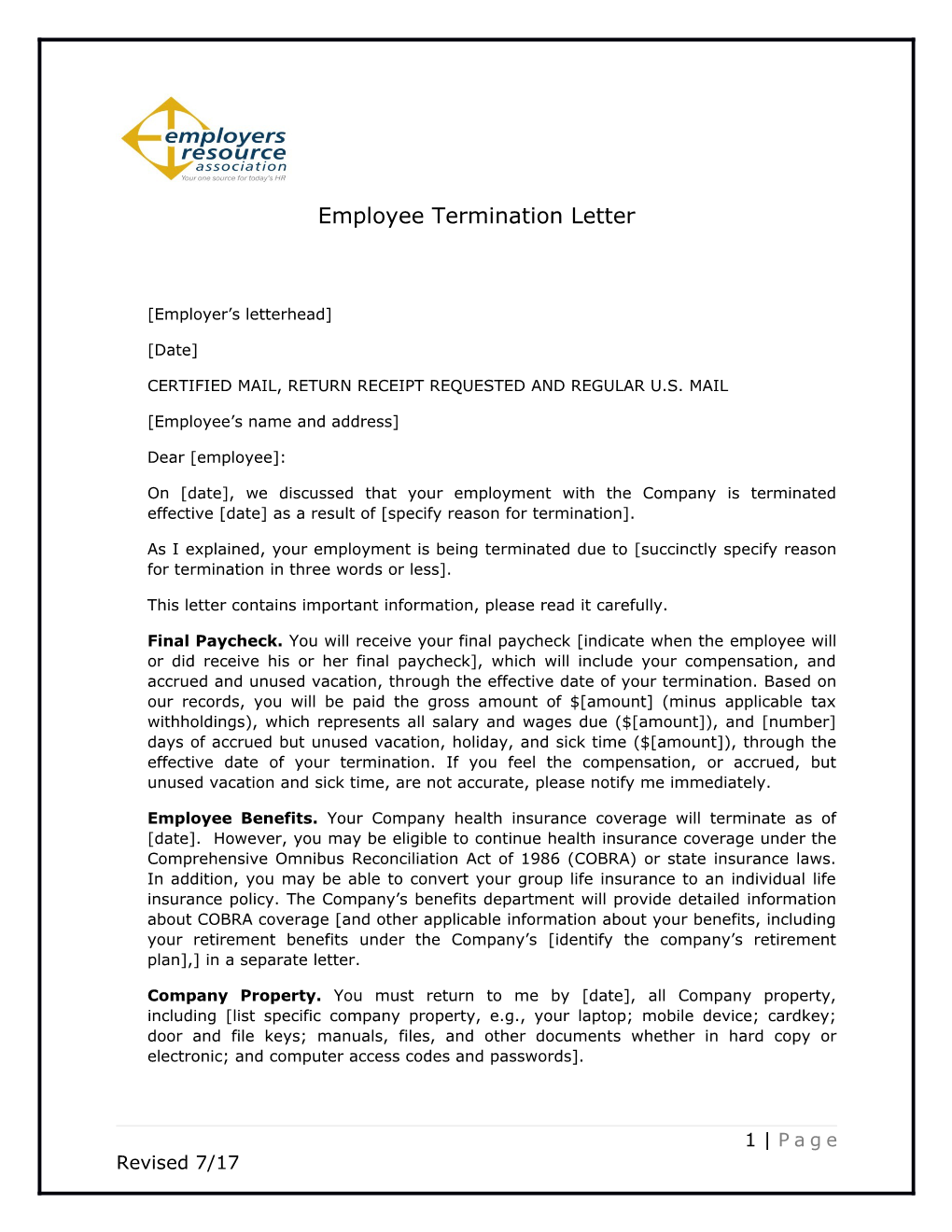 Employee Termination Letter