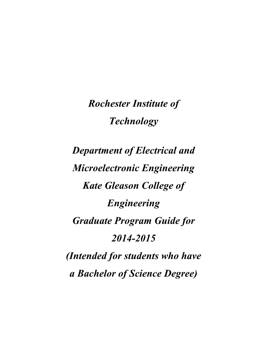 Department of Electrical and Microelectronic Engineering