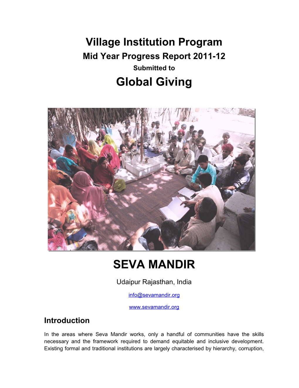 Mid Year Progress Report 2011-12