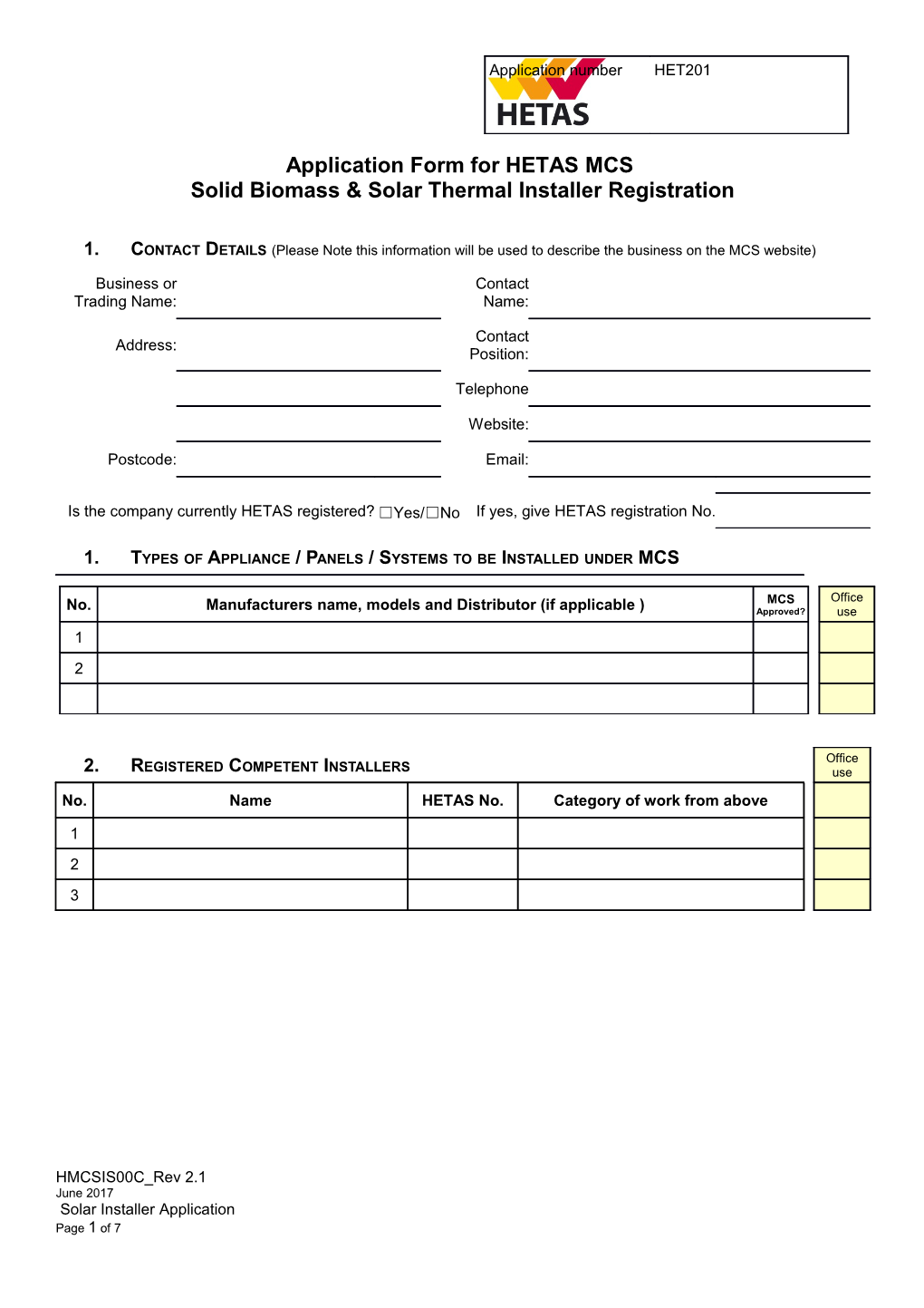 MCS Combined Biomass & Solar Installer Application