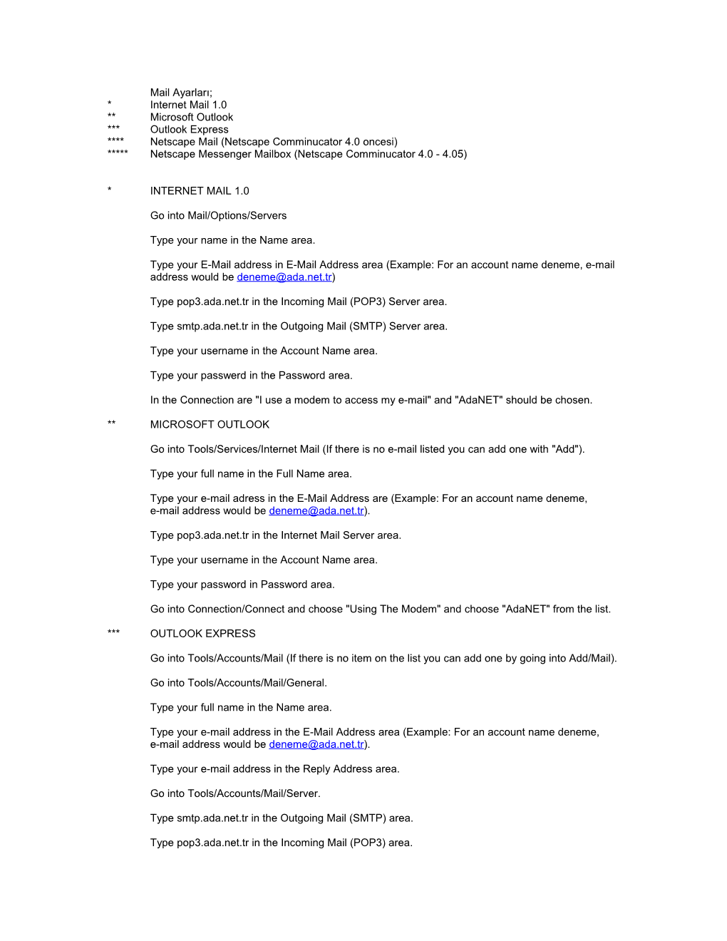 Netscape Mail (Netscape Comminucator 4.0 Oncesi)