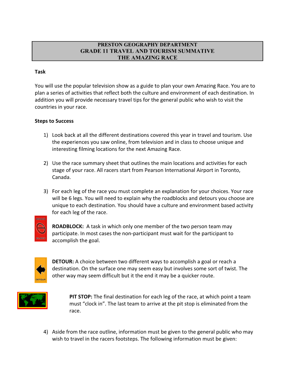 Grade 11 Travel and Tourism Summative