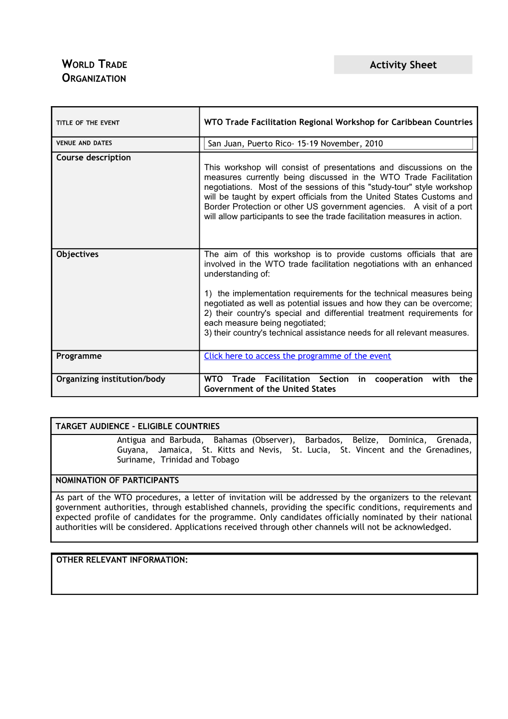 On the Trade Facilitation Negotiations