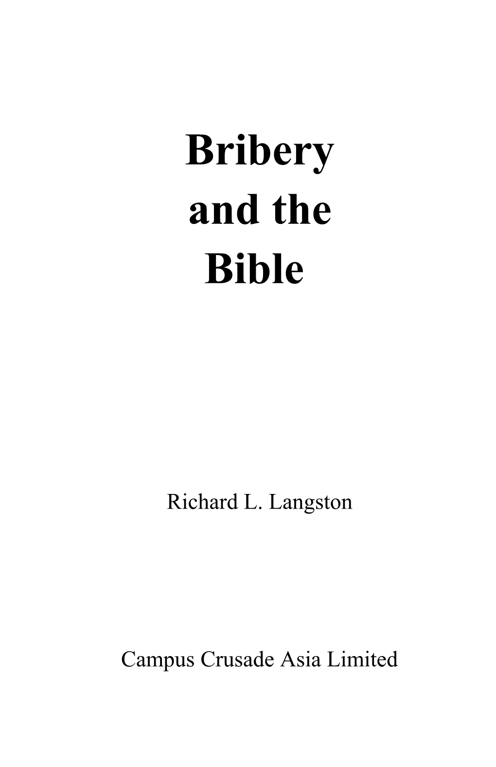 Bribery and the Bible