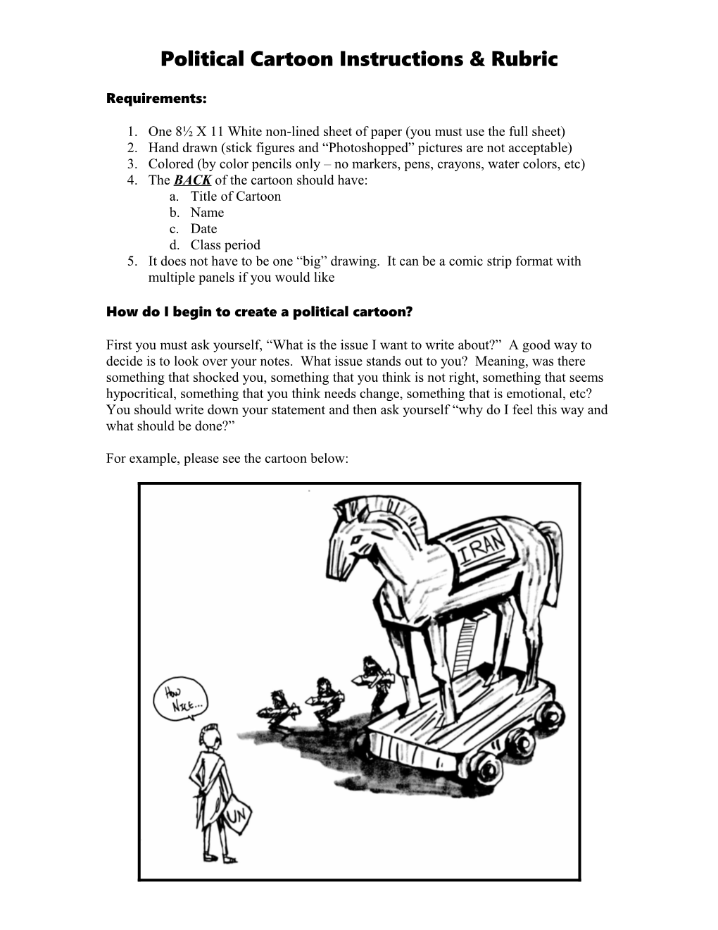 Political Cartoon Instructions & Rubric