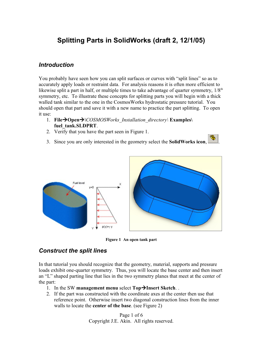 Splitting Parts in Solidworks (Draft 2, 12/1/05)