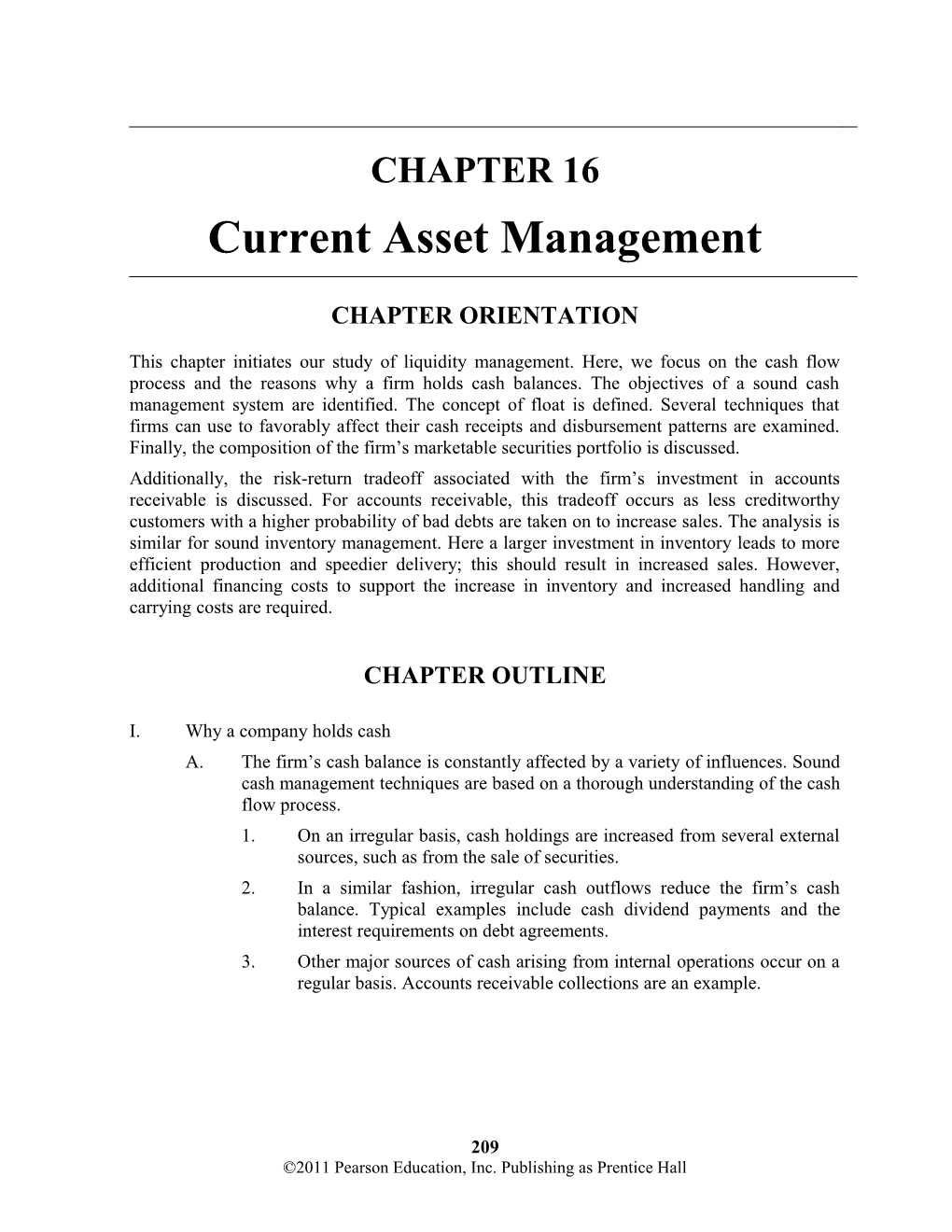 Current Asset Management