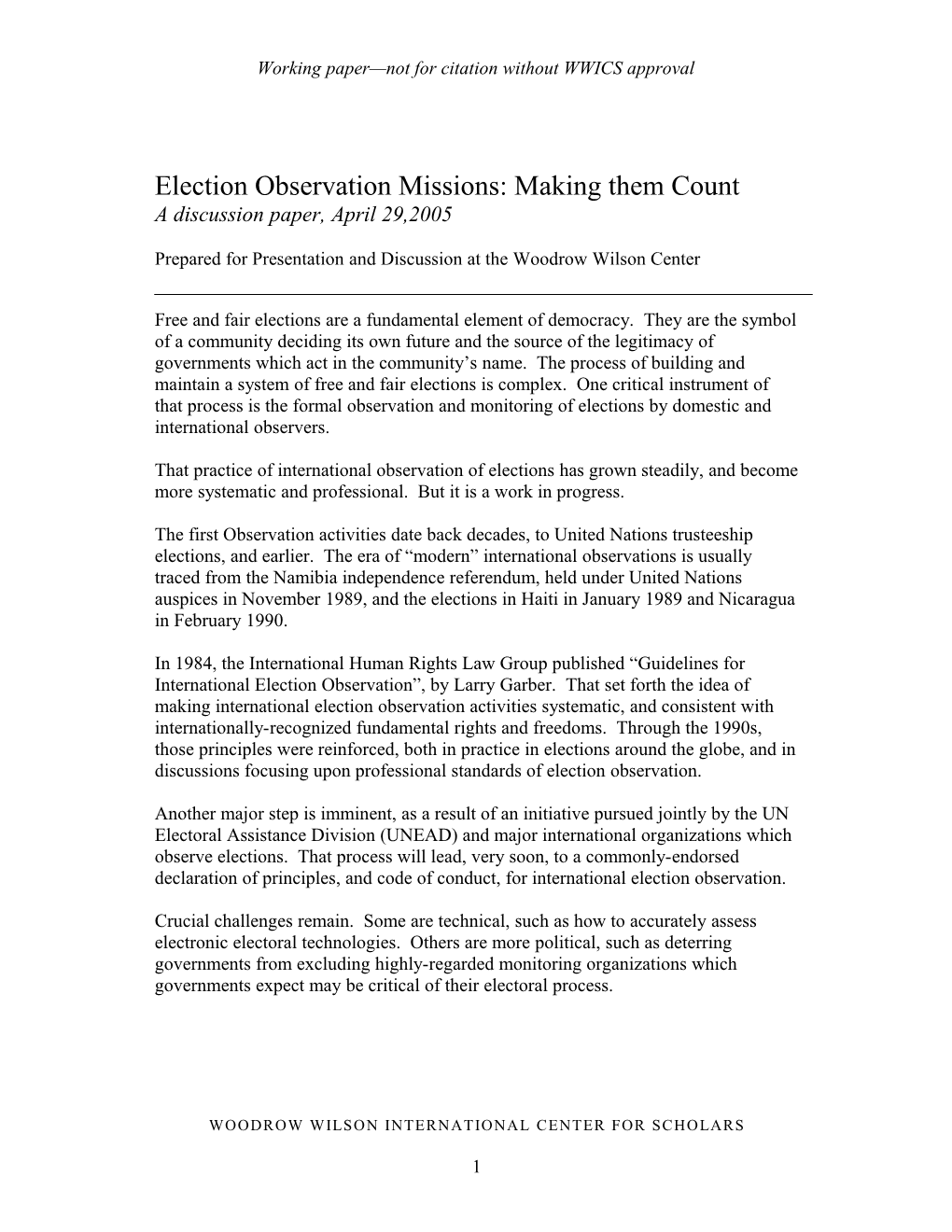 Election Observation Missions: Making Them Count