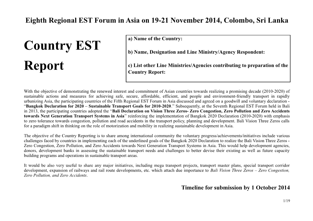 Eighth Regional EST Forum in Asia on 19-21November 2014, Colombo, Sri Lanka