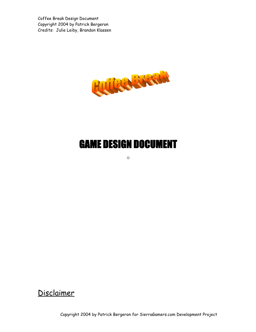 Coffee Break Design Document