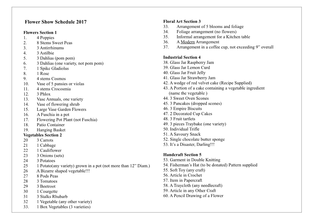 Flower Show Schedule 2009