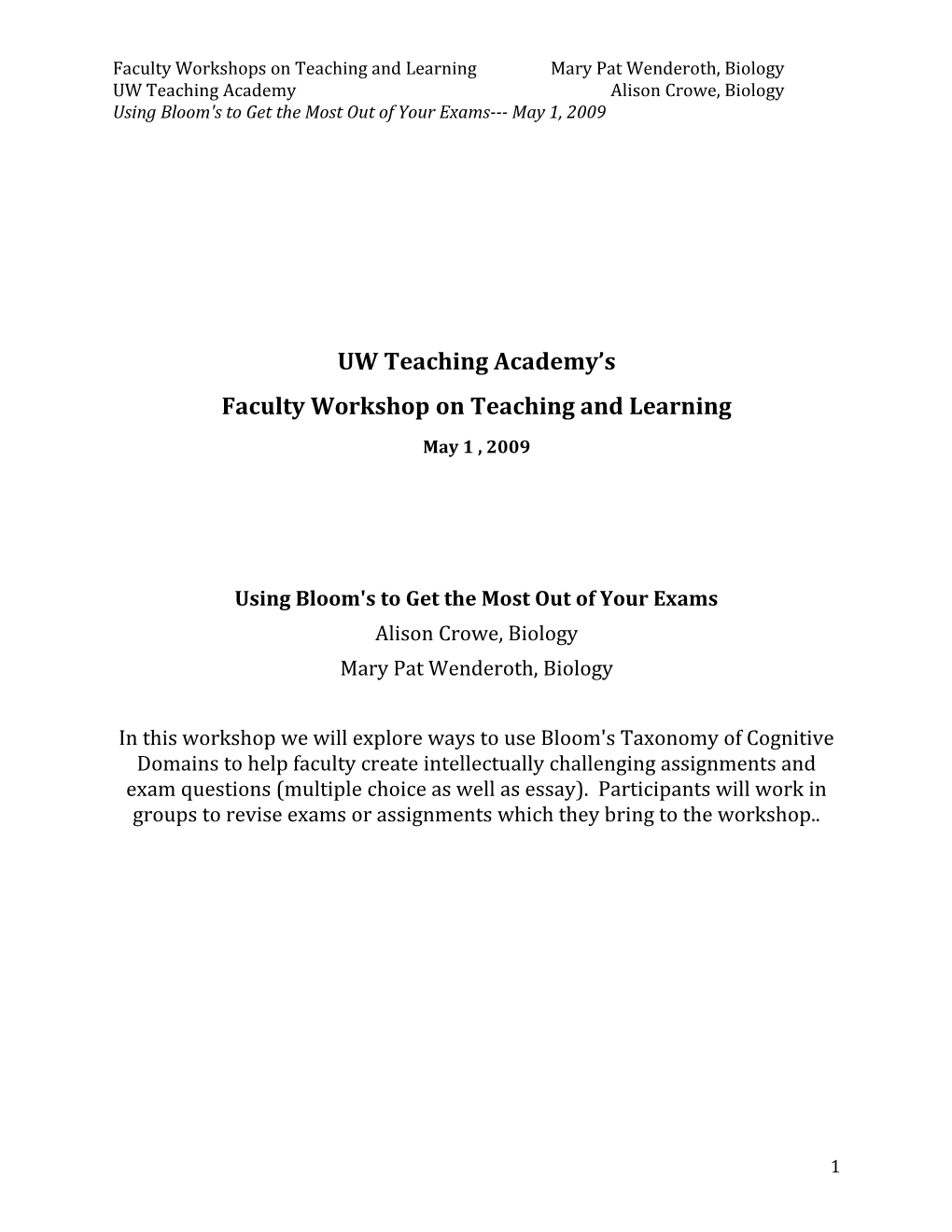 UW Teaching Academy S