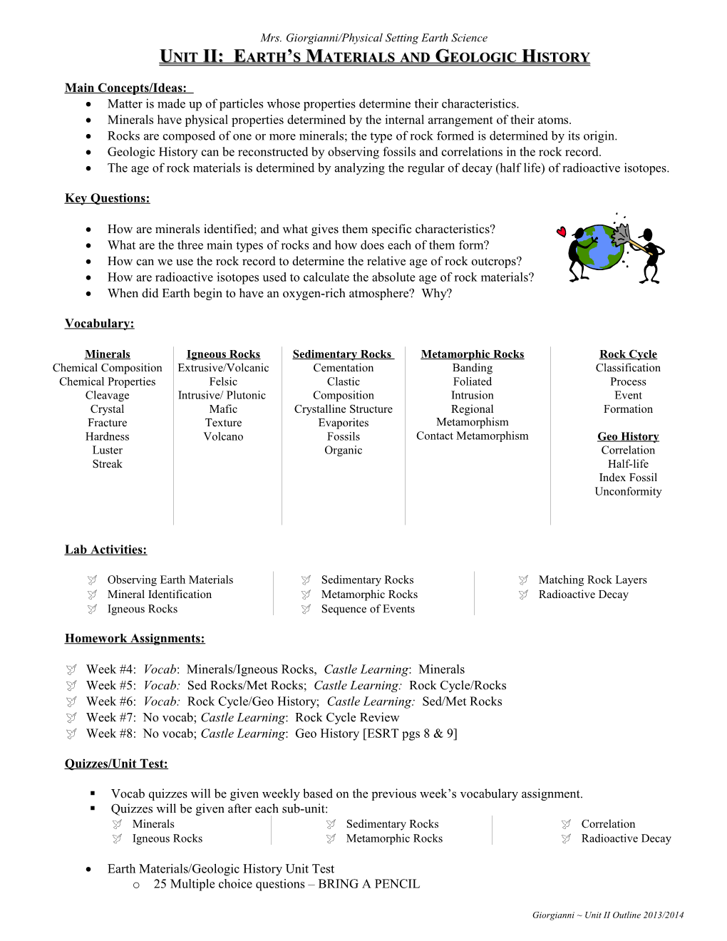 Unit II: Earth S Materials and Geologic History